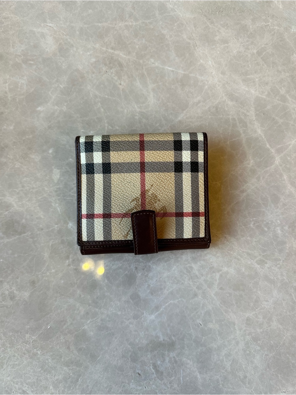 Burberry Beige Check Crossbody with Dark Brown Trim and Matching Wallet - Picture 6 of 9